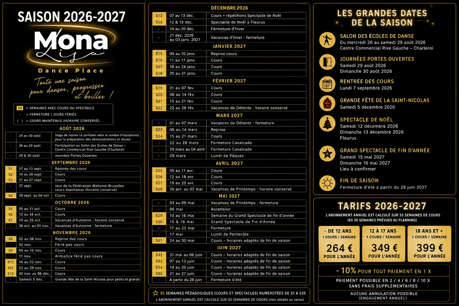 Calendrier de la saison 2026-2027